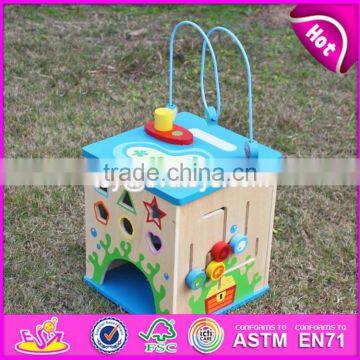 Educational Multi-function 5 in 1 Wooden Toy Baby Activity Cube W11B136-S photo-3