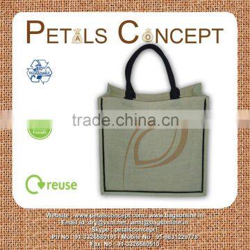 Jute fashionable tote bag with padded rope handle