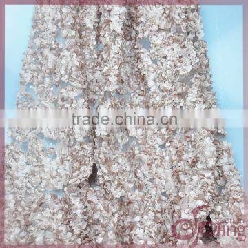 lace embroidery fabric with 3D coiling tape for wedding dress, party dress