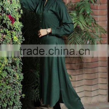 Latest Front Open Shirt Kurta Designs With Long Sleeves Fashion Back Embroidery HSD7685 photo-5