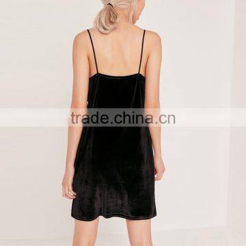 Black Square Neck Velvet Prom Cami Dress Fashion Birthday Party Dresses for Girls of 18 Years Old HSD7631 photo-2