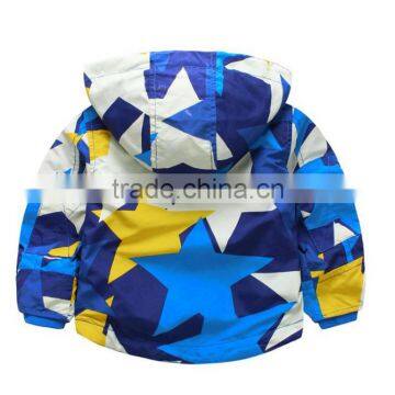 Boys Bright Blue Colour Hooded Anorak With Slant Zipper Childrens Winter Windproof Jacket photo-2