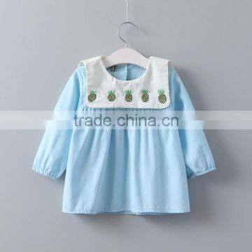 2017 Wholesale Girls Spring Boutique Embroidery Pineapple Lapel t Shirt photo-4