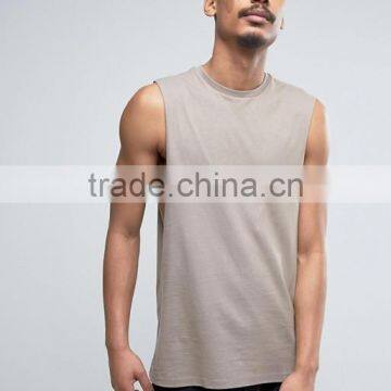 2017 High Quality New Design Summer Custom Brown Color Gym Wear Comfortable Cotton Polyester Fashion Men's Sport Tank Vest