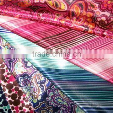 satin fabric, polyester print satin sateen fabric