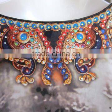 Digital Print Crepe Silk Kaftan Tunic Blouse Poncho Cover up photo-5