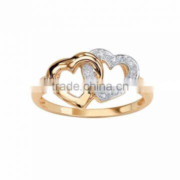 Fashionable Two Tone Plated CZ Studded Ring