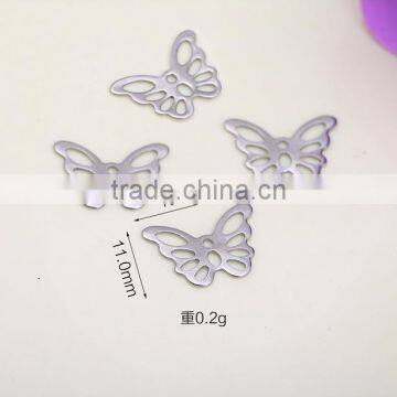 Custom hollow butterfly stainless steel charm tags diy small butterfly design charms tags for jewelry accessories parts