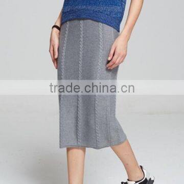 winter warm cable knit ladies wool knit skirt