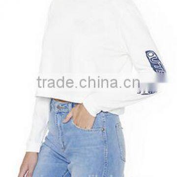Front on The Sleeve Customized Label Long Sleeve Tee for Woman photo-2