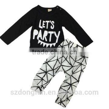 2016 New Baby Boy Clothes Set Fashion Cotton Long-sleeved Party Letter T-shirt+pants 2pcs s Newborn Baby Girl Clothing Set photo-3