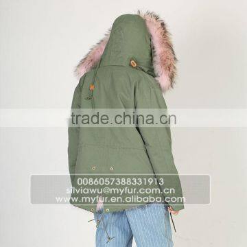 Myfur Plus Size Mini Parka With Fur Lining Luxury Colorful Raccoon Fur Hood photo-6