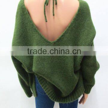 Runwaylover New Design 2017 Ladies Fashion Backless Wool Pullover Sweaters photo-2