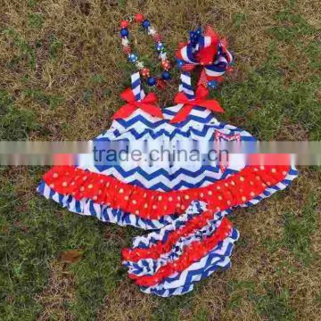 2015 chevron baby girls swing top set July 4th swing outfits with matching necklace and bow set