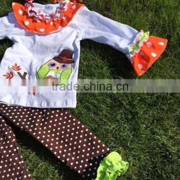 The Halloween Kids Girls The Owl Print OUTFITS Pant Sets Girls Boutique Clothes Kids Sets With Matching Accessories photo-3