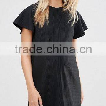 China Wholesale Ruffle Sleelve Jersey Fabric Shift Dress for Maternity