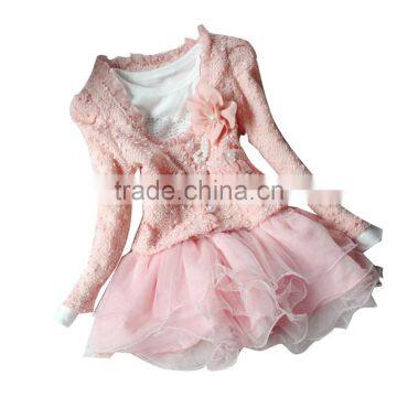 Autumn Spring Winter Baby Children Girl Long Sleeve Coat Jacket +Lace Layered Tutu Dress