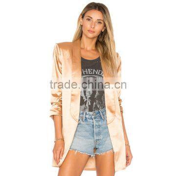 BF Style Career Women Fashion Blazer Long Sleeve Unlined Satin Jacket photo-4