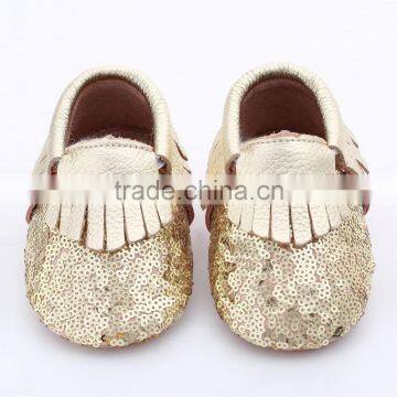 Multicolor Sequin Fringed Leather Baby Moccasins, Sequin Baby Moccasin photo-5