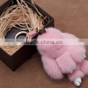 Rabbit Shape Bag Charm Mink Fur Keychain/Fashion Mink fur ball keychain