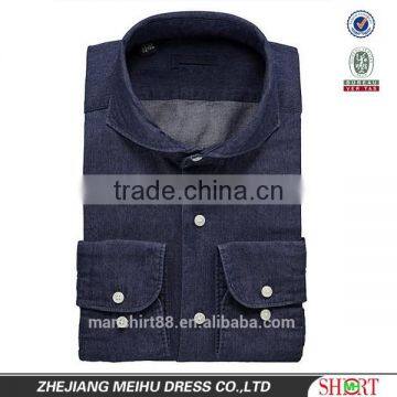 2017 Extremely Cut Away Collar Man Washed Denim Shirt