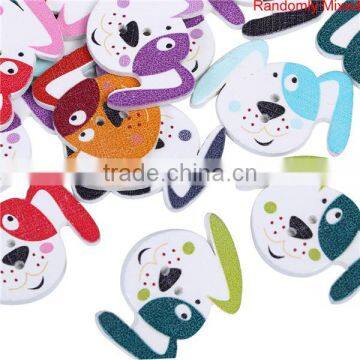 Wood Sewing Buttons Scrapbooking 2 Holes Dog Animal At Random