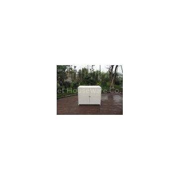 Resin Wicker Storage Box , Aluminum Frame White Rattan Cabinet