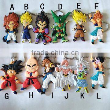 High quality cartoon chracter dragon ball z anime pvc soft keychain