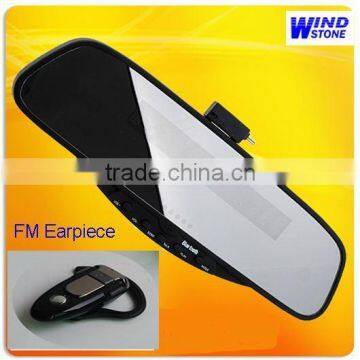 FM Wireless Earpiece,Rechargeable Battery Car Bluetooth Rearview Mirror