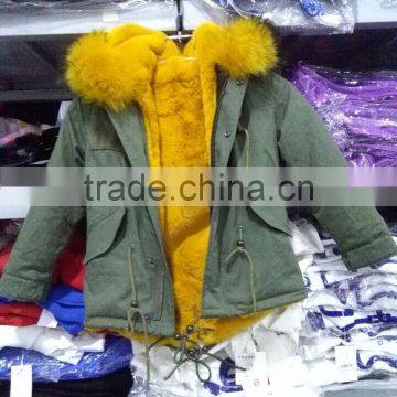 Parka Kids Wear 2015 Coat Jackets For Children Clothing Factory Girls' Faux Fur-Lined Army Coat Kid Clothes Fur Coat photo-4