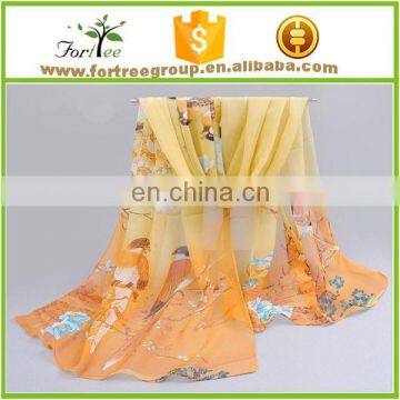 Multipurpose scarves shawls summer fashion logo printed long silk ladies scarf