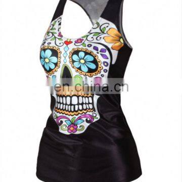 Modern style simple design lady skull rock T-shirt