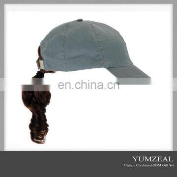 wholesale custom stone washed baseball cap with hair