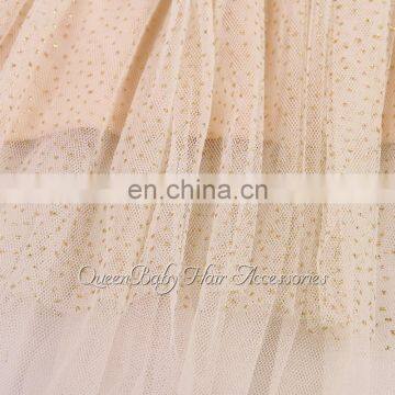 Baby Girl Glitter Gold Bow Dress Matching Rhinestone Sash Blet Baby Headband photo-4