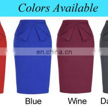 Grace Karin Womens Solid Color High Stretchy Hips-Wrapped Vintage Retro Black Pencil Skirt CL010454-1 photo-6