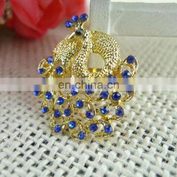 2015 peacock design rhinestone brooch with pin for decoration