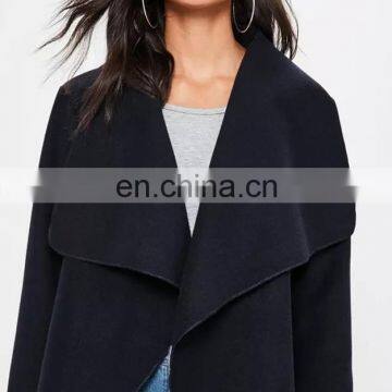 Custom Made Clear Coat Coat Stand on Ladies Black Long Wool Coats Winter photo-3