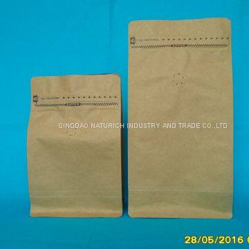 Laminated Kraft Paper Coffee Bag With Valve Cheap Recyclable Block Bottom Kraft Paper 250g 500g 1000g 1kg Custom Coffee Bags photo-3