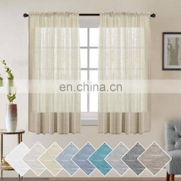 Linen Semi Sheer Curtains Beige for Living Room Open Weave Linen Privacy Curtains