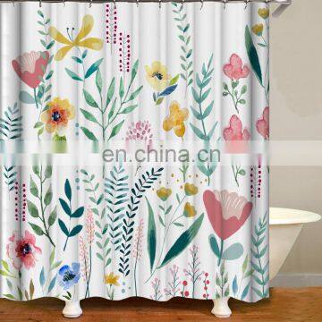 i@home ready made modern digital printing 3d burlap flower colorful shower curtain waterproof