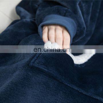 Wholesale Custom Comfy Men Women Ultra-plush Warm Durable Breathable Wearable Sherpa Blanket Hoodie For Winter photo-6