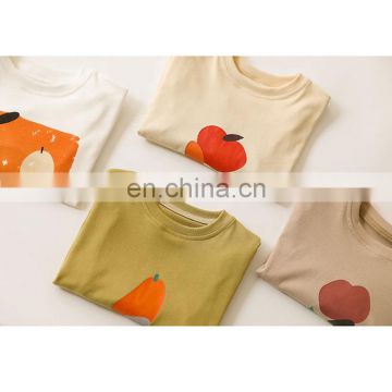 6395/Custom kids girls long sleeve casual t shirt print fresh cotton fashion tops for baby girls