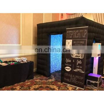 Hot Sale Wedding Party Selfie Props Blow Up Enclosure Black Cube Tent LED Lighted Inflatable Photo Booth