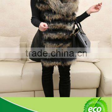 100% Real Luxury Pretty Women Double Color Raccoon Hair and Rabbit Skin Coat