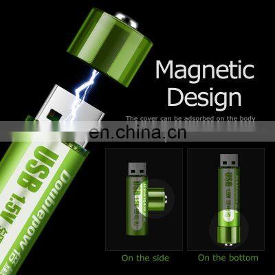 Custom USB Charging 1.5V 1800mWh Lithium Ion li Ion Continuance Rechargeable Usb aa Batteries photo-4