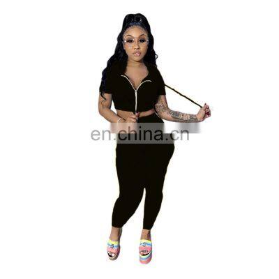 Wholesale Custom Women's Suits Autumn and Winter Western Style Solid Color Casual Short Sleeve Trousers Movement photo-2