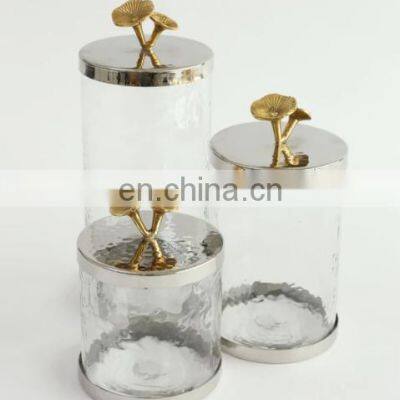 Pomegranate Orchid Lid Stainless Steel & Glass Fancy Canister photo-2