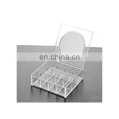 mini crystal acrylic compartment jewelry ring organizer with mirror lid