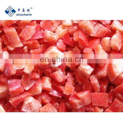 Sinocharm BRC A Approved 10*10MM IQF Red Pepper Diced Frozen Bell Peppers Cubes