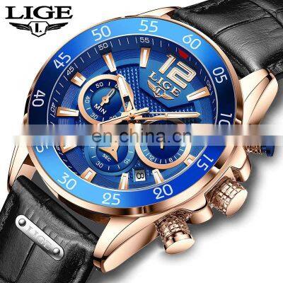 LIGE 8934 Fashion Mens Watches  Top Brand Luxury Silicone Sports Watch Men Quartz Clock Waterproof watch lige